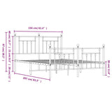Metal Bed Frame without Mattress with Footboard Black 150x200 cm