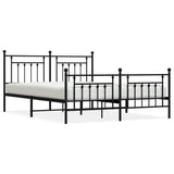 Metal Bed Frame without Mattress with Footboard Black 183x203 cm King