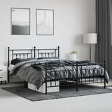 Metal Bed Frame without Mattress with Footboard Black 183x203 cm King - Side View