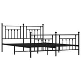 Metal Bed Frame without Mattress with Footboard Black 183x203 cm King - Top-Down View