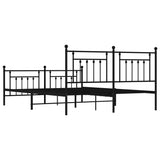 Metal Bed Frame without Mattress with Footboard Black 183x203 cm King