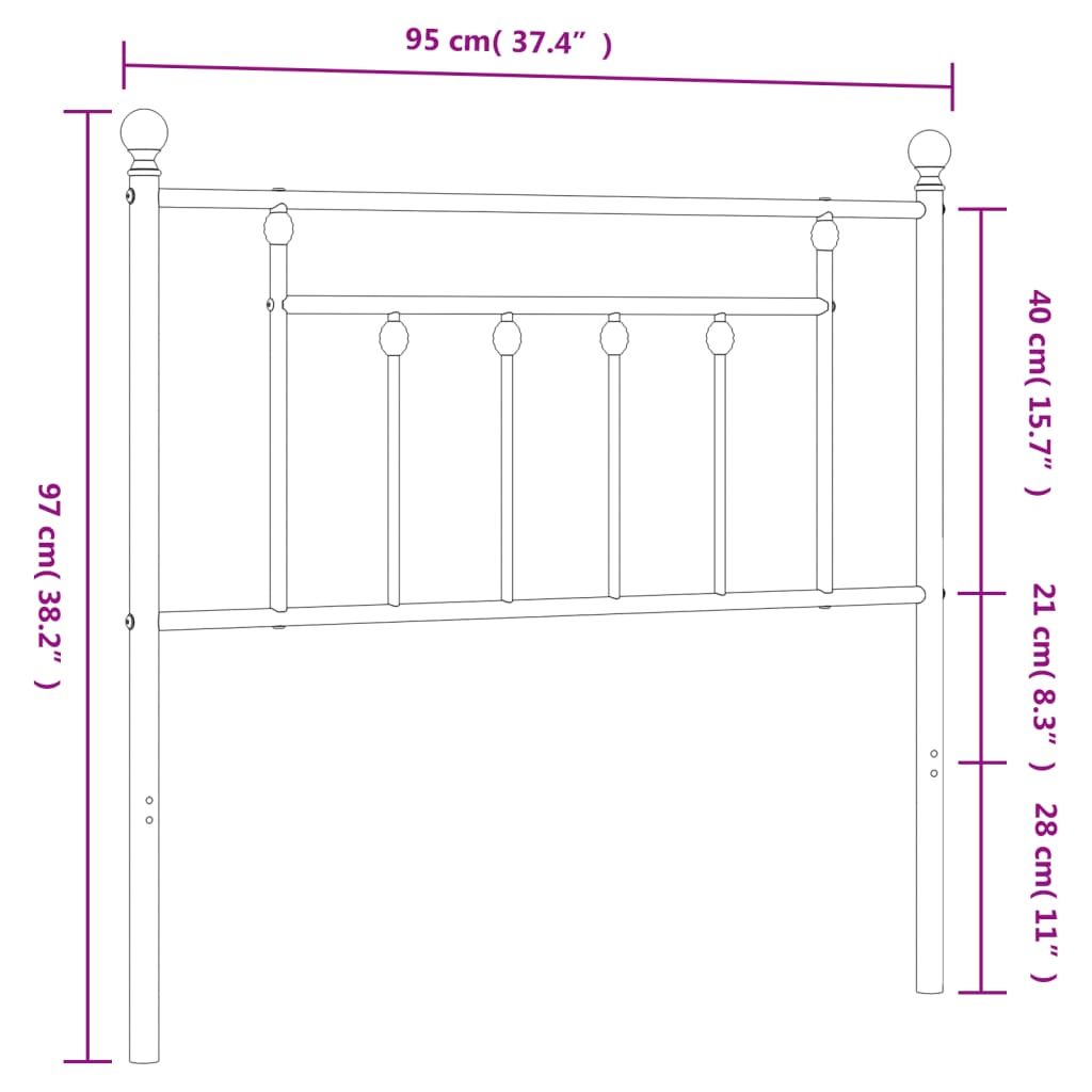 Metal Replace Headboard Black 90 cm