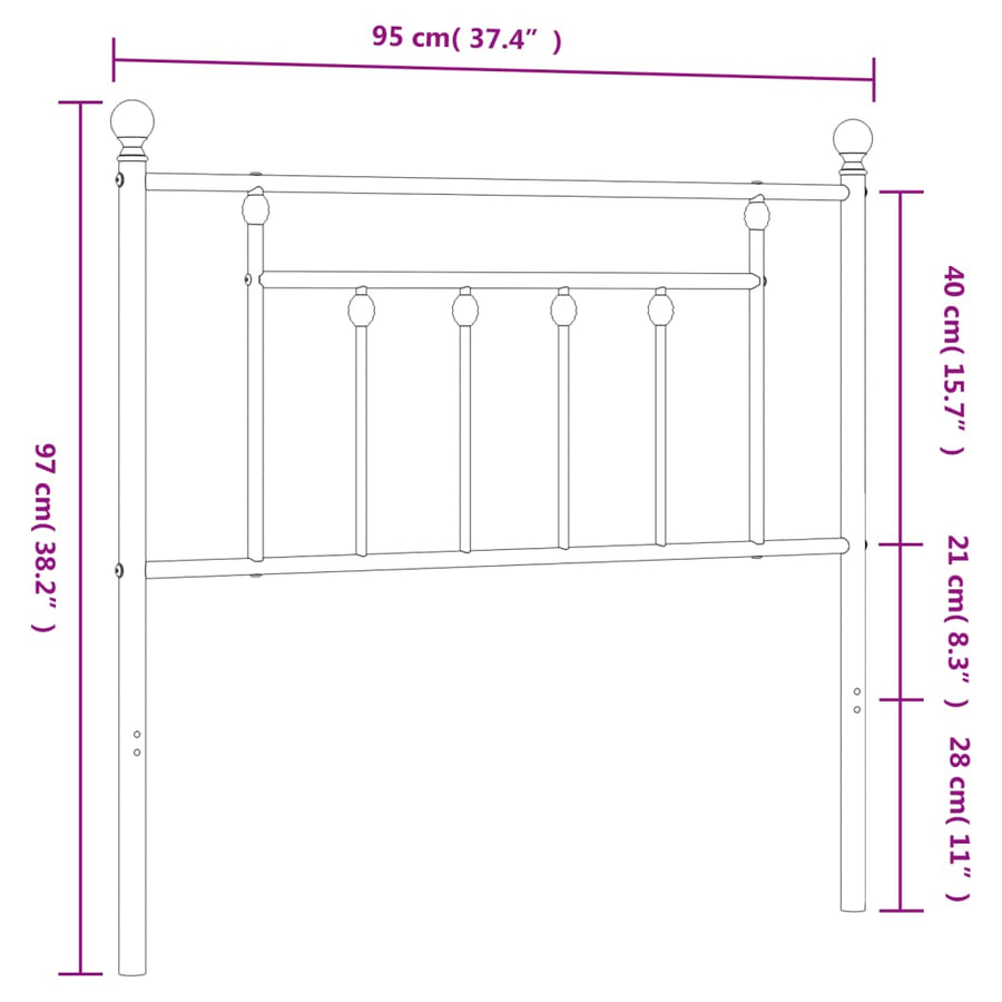 Metal Replace Headboard Black 90 cm