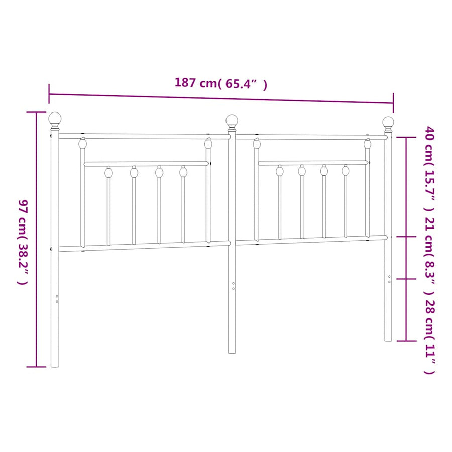 Metal Replace Headboard Black 180 cm