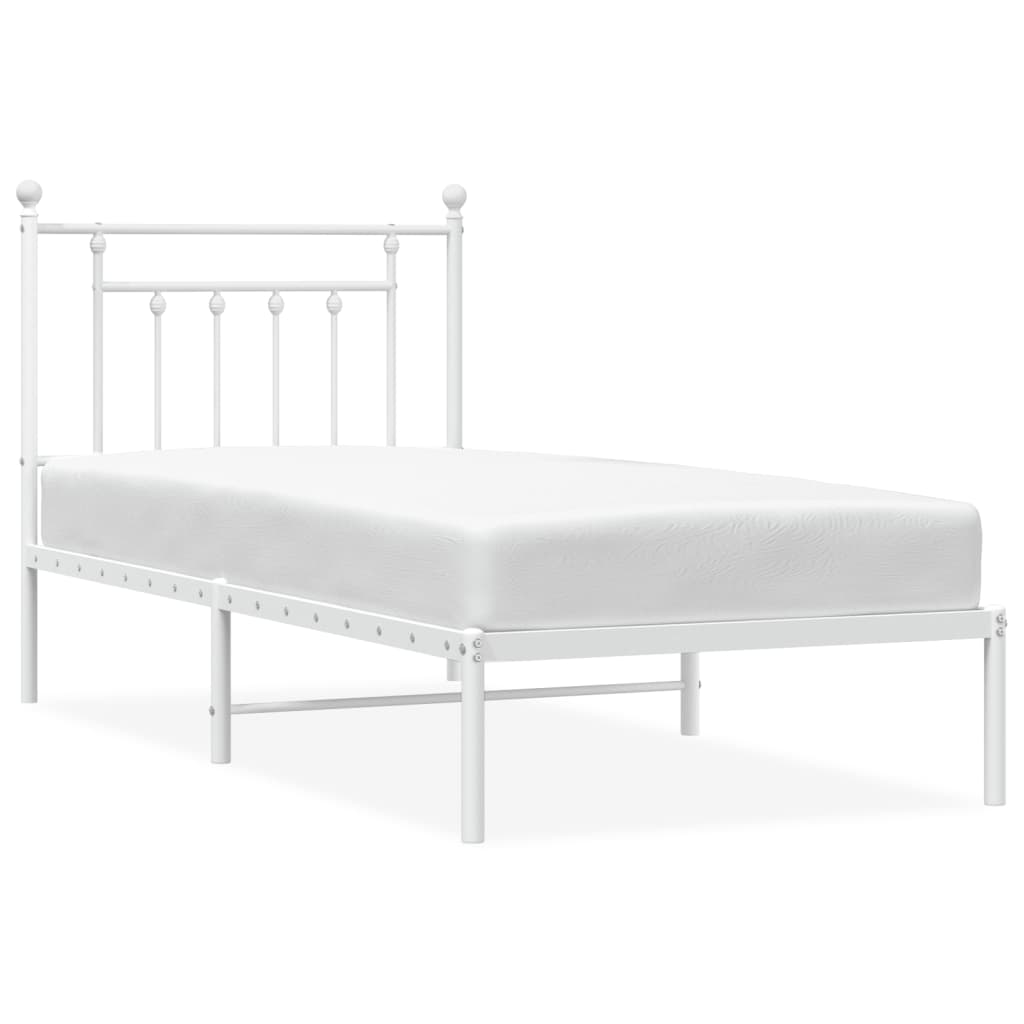 Metal Bed Frame without Mattress with Headboard White 90x190 cm