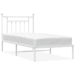 Metal Bed Frame without Mattress with Headboard White 90x190 cm