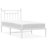 Metal Bed Frame without Mattress with Headboard White 90x190 cm - Front View