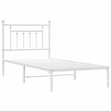 Metal Bed Frame without Mattress with Headboard White 90x190 cm