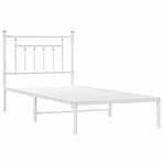 Metal Bed Frame without Mattress with Headboard White 90x190 cm