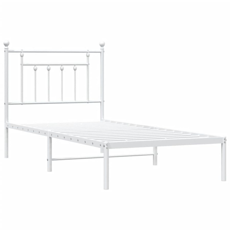 Metal Bed Frame without Mattress with Headboard White 90x190 cm