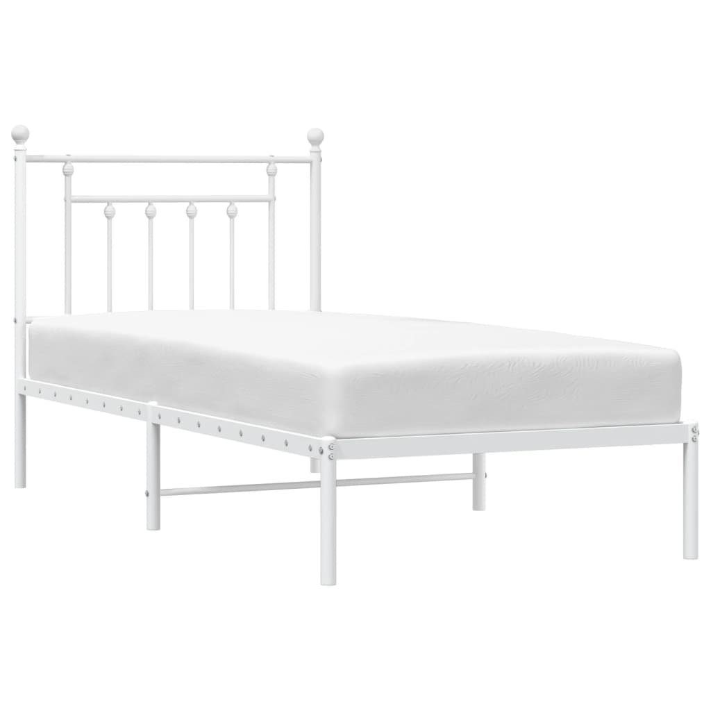 Metal Bed Frame without Mattress with Headboard White 90x190 cm