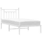 Metal Bed Frame without Mattress with Headboard White 90x190 cm