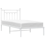Metal Bed Frame without Mattress with Headboard White 90x190 cm - 45-Degree Angle