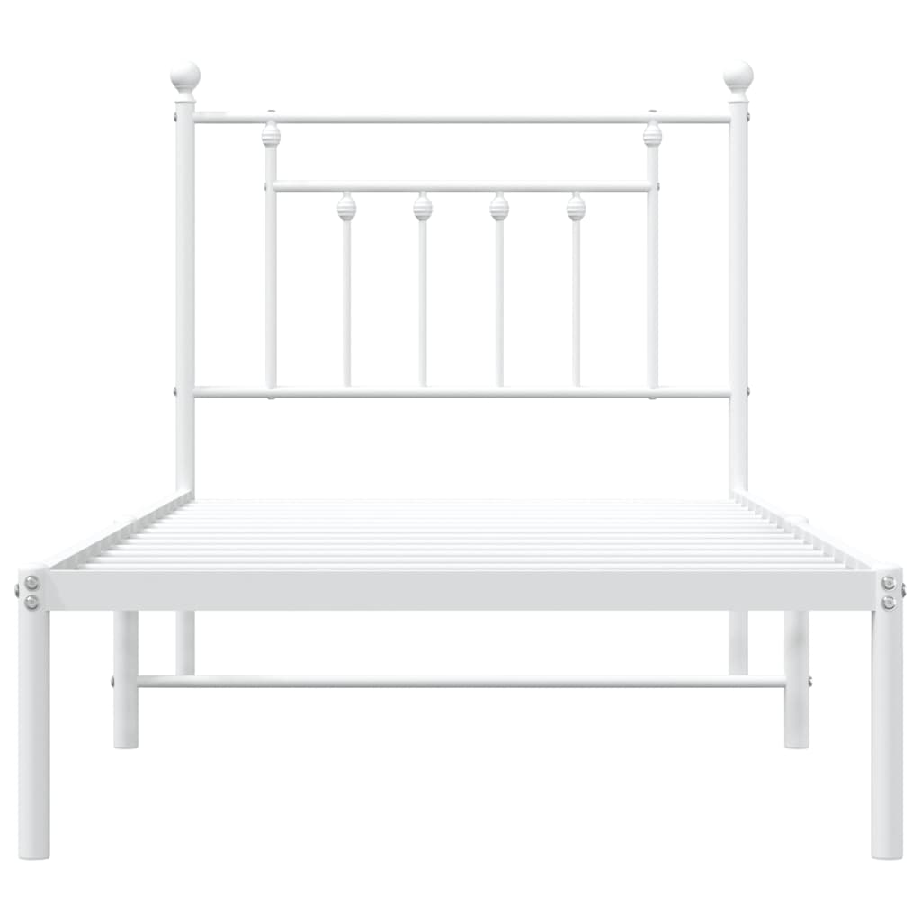Metal Bed Frame without Mattress with Headboard White 90x190 cm
