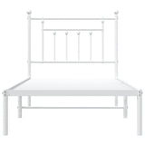 Metal Bed Frame without Mattress with Headboard White 90x190 cm - Rear View