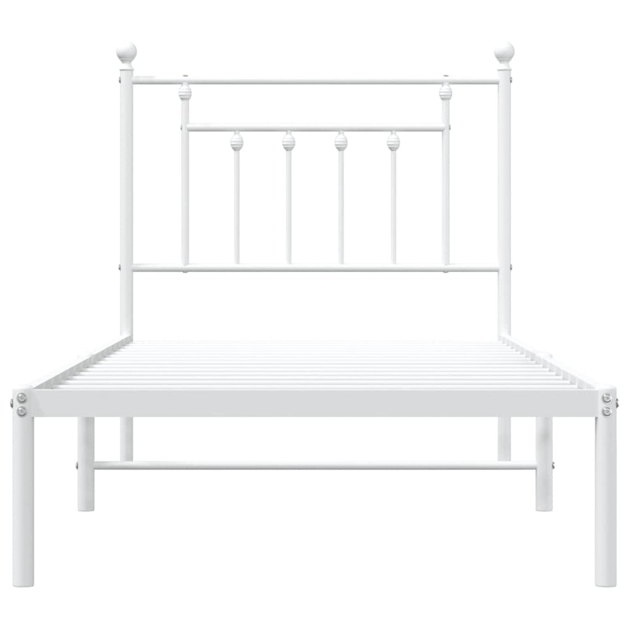 Metal Bed Frame without Mattress with Headboard White 90x190 cm
