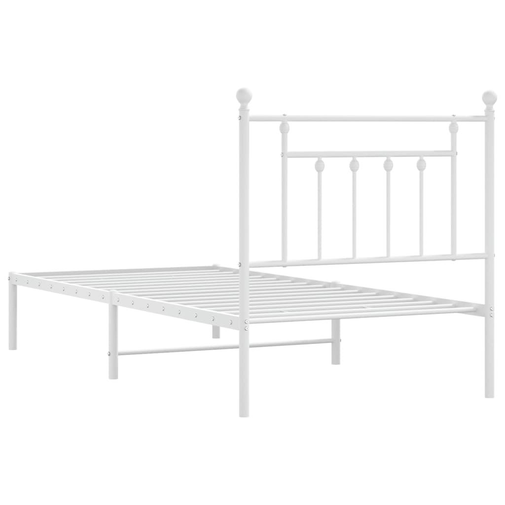 Metal Bed Frame without Mattress with Headboard White 90x190 cm