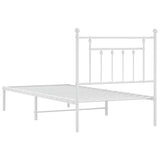 Metal Bed Frame without Mattress with Headboard White 90x190 cm
