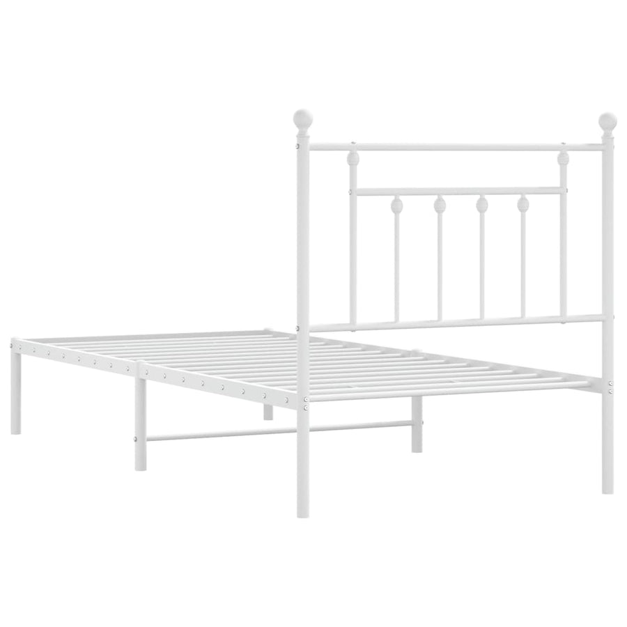 Metal Bed Frame without Mattress with Headboard White 90x190 cm