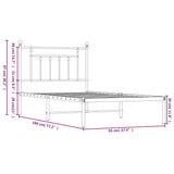 Metal Bed Frame without Mattress with Headboard White 90x190 cm