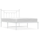 Metal Bed Frame without Mattress with Headboard White 107x203 cm King Single - Front View