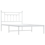 Metal Bed Frame without Mattress with Headboard White 107x203 cm King Single - Side View
