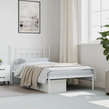Metal Bed Frame without Mattress with Headboard White 107x203 cm King Single - Top-Down View