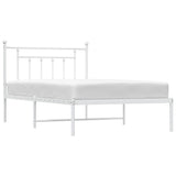 Metal Bed Frame without Mattress with Headboard White 107x203 cm King Single - 45-Degree Angle
