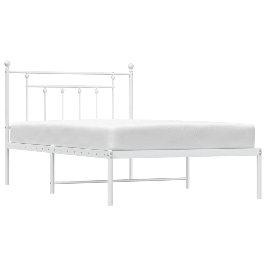 Metal Bed Frame without Mattress with Headboard White 107x203 cm King Single