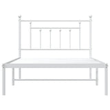 Metal Bed Frame without Mattress with Headboard White 107x203 cm King Single - Rear View
