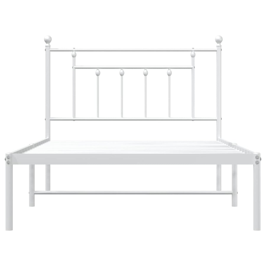 Metal Bed Frame without Mattress with Headboard White 107x203 cm King Single