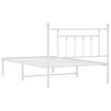 Metal Bed Frame without Mattress with Headboard White 107x203 cm King Single - Low Angle