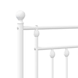 Metal Bed Frame without Mattress with Headboard White 107x203 cm King Single