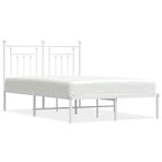 Metal Bed Frame without Mattress with Headboard White 135x190 cm