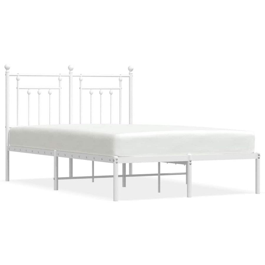 Metal Bed Frame without Mattress with Headboard White 135x190 cm