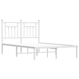 Metal Bed Frame without Mattress with Headboard White 135x190 cm