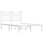 Metal Bed Frame without Mattress with Headboard White 135x190 cm