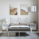 Metal Bed Frame without Mattress with Headboard White 135x190 cm