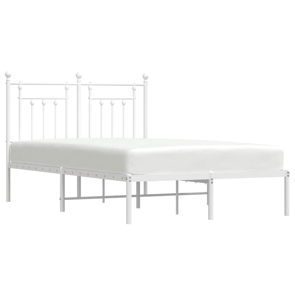Metal Bed Frame without Mattress with Headboard White 135x190 cm