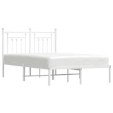Metal Bed Frame without Mattress with Headboard White 135x190 cm