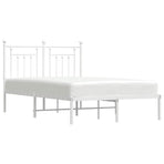 Metal Bed Frame without Mattress with Headboard White 135x190 cm