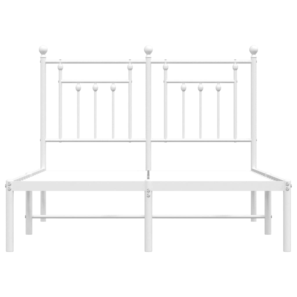 Metal Bed Frame without Mattress with Headboard White 135x190 cm