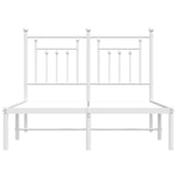 Metal Bed Frame without Mattress with Headboard White 135x190 cm