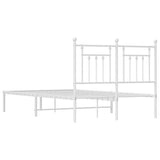 Metal Bed Frame without Mattress with Headboard White 135x190 cm