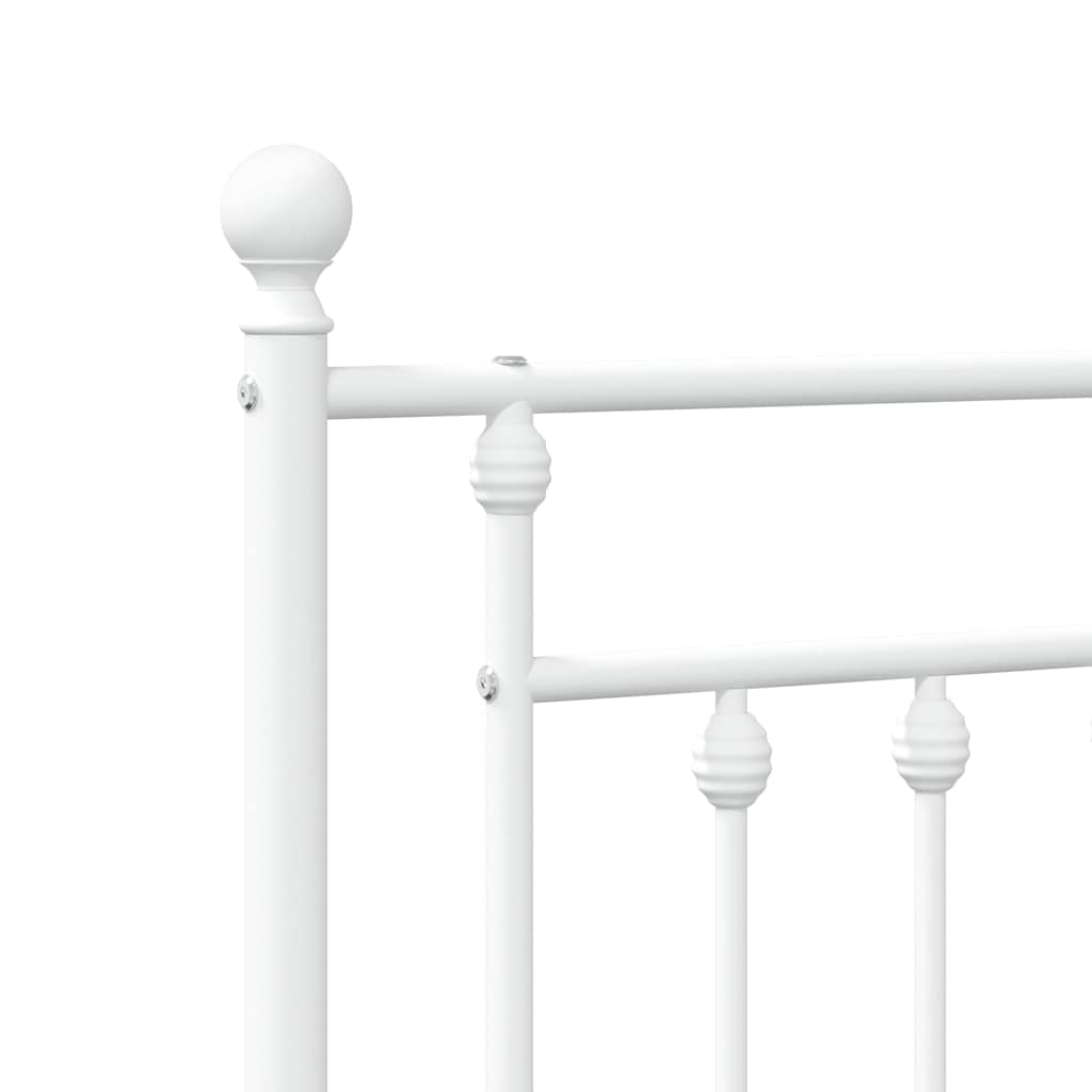 Metal Bed Frame without Mattress with Headboard White 135x190 cm