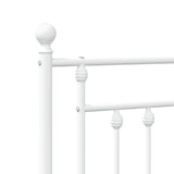 Metal Bed Frame without Mattress with Headboard White 135x190 cm - Extra Image