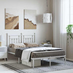 Metal Bed Frame without Mattress with Headboard White 135x190 cm