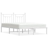 Metal Bed Frame without Mattress with Headboard White 150x200 cm - Front View