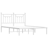 Metal Bed Frame without Mattress with Headboard White 150x200 cm - Side View