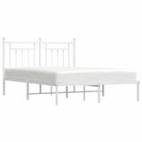 Metal Bed Frame without Mattress with Headboard White 150x200 cm